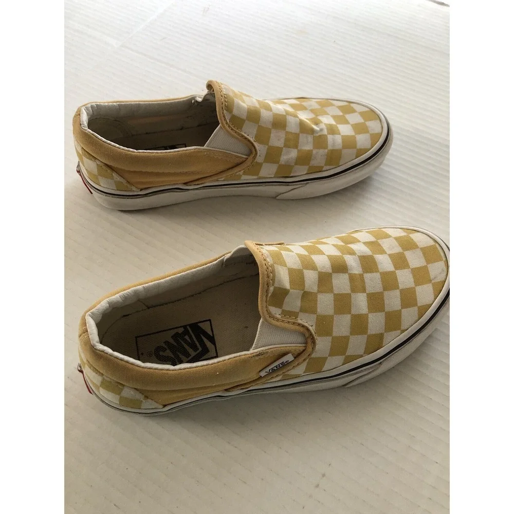 Vans Checkerboard Classic Slip On Yellow White US Men 4.5 / Women 6